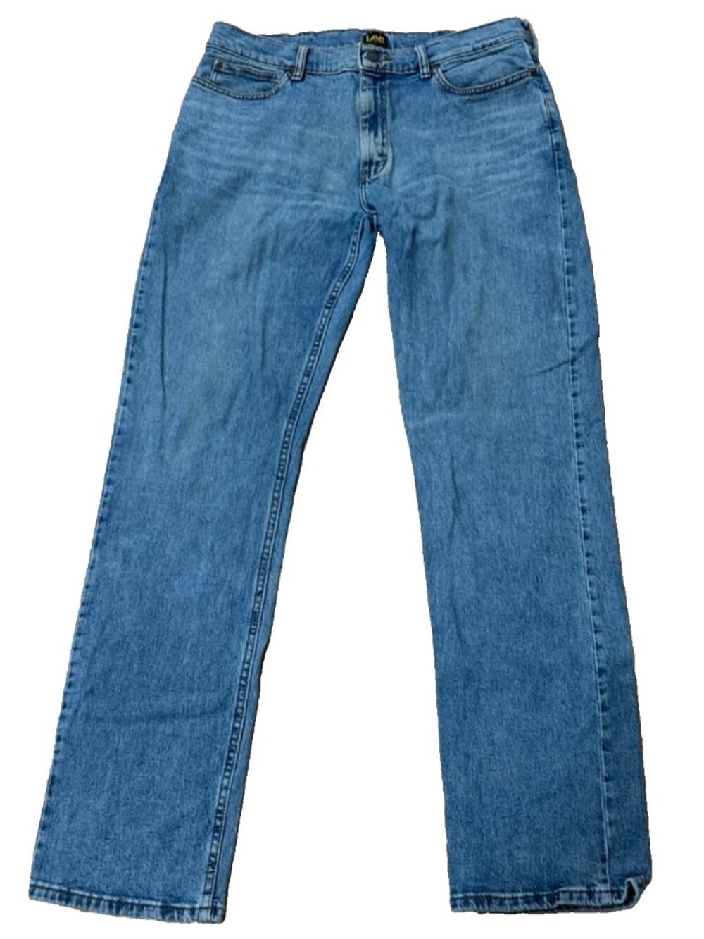 Lee Jeans Mens 34x34 Light Icey Blue Denim Relaxed Straight Leg